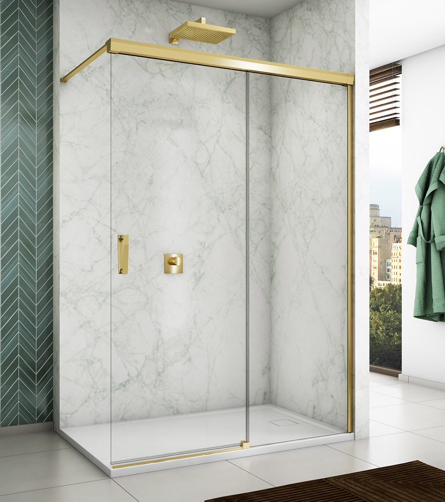 SanSwiss Cadura CAW2 Walk-In Ścianka Boczna złota P 160 cm Szkło Czyste (CAW2D1601207)
